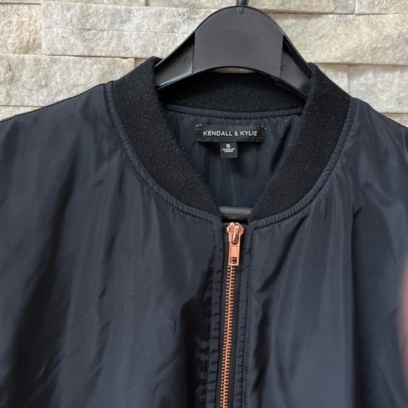 Kendall & Kylie Black Bomber Jacket with Copper Zipper - Picture 4 of 7